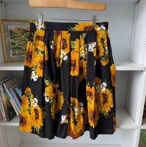 Grace Karin Women's Skirt Floral Sunflower Black Yellow Size Medium